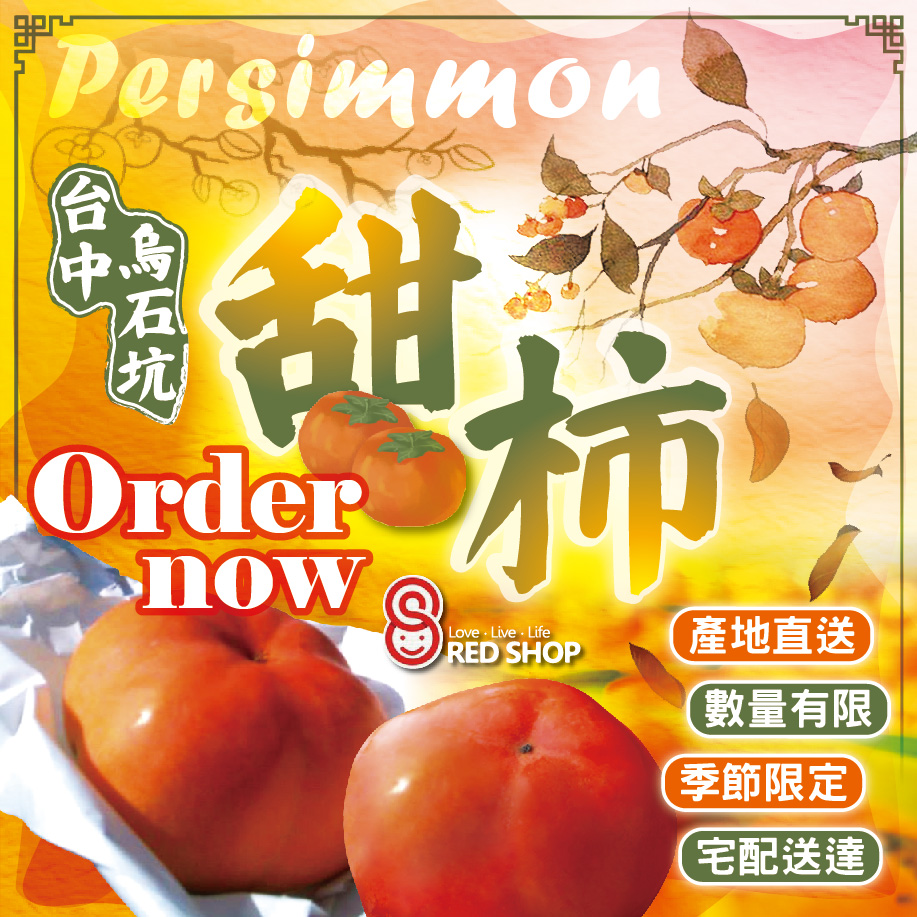 柿柿如意~台中烏石坑甜柿(12入裝/6台斤)(標題圖檔)