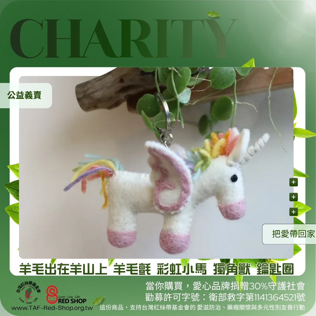 羊毛出在羊山上 羊毛氈 彩虹小馬 獨角獸 鑰匙圈(標題圖檔)
